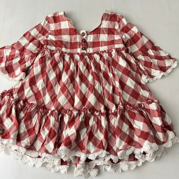 Matilda Jane Just Imagine Kassidy Girls Plaid Twill Ruffle Dress Girls Size 4 - Picture 2 of 7